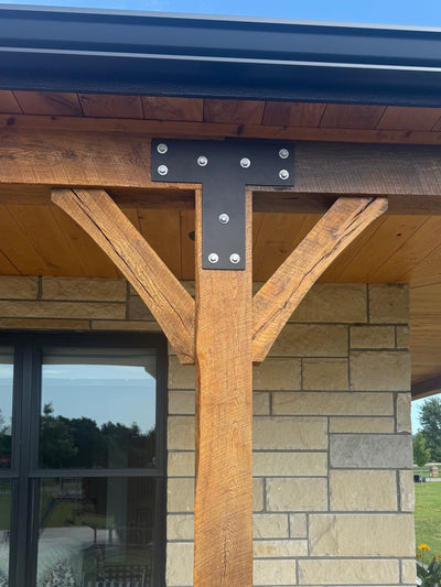 Heavy duty metal brackets for wood beams.  This Post to Beam Tee Bracket is powder coated and is a great example from our collection.