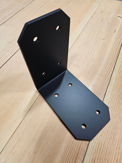 This images shows the fine craftsmanship in our heavy duty corner brackets.  These corner brackets will add a lot of strength to your post and beam building.