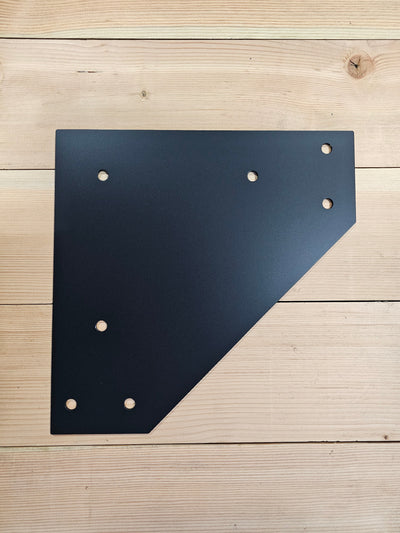 Heavy duty handcrafted steel L shaped gusset bracket.  Powder coated and handcrafted this steel bracket is built to last.