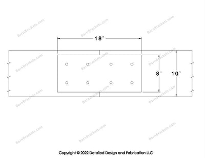 Union Brackets for 10 inch beams - Square - Centered style holes - BarnBrackets.com