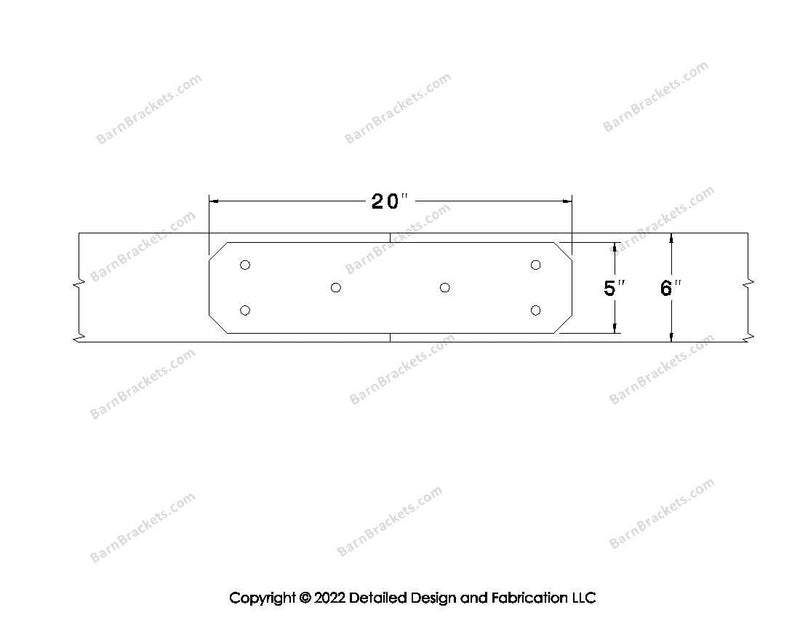 Union Brackets for 6 inch beams - Chamfered - Triangular style holes - BarnBrackets.com