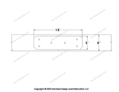 Union Brackets for 6 inch beams - Chamfered - Triangular style holes - BarnBrackets.com