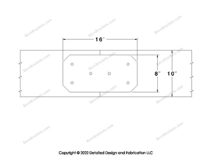 Union Brackets for 10 inch beams - Chamfered - Triangular style holes - BarnBrackets.com